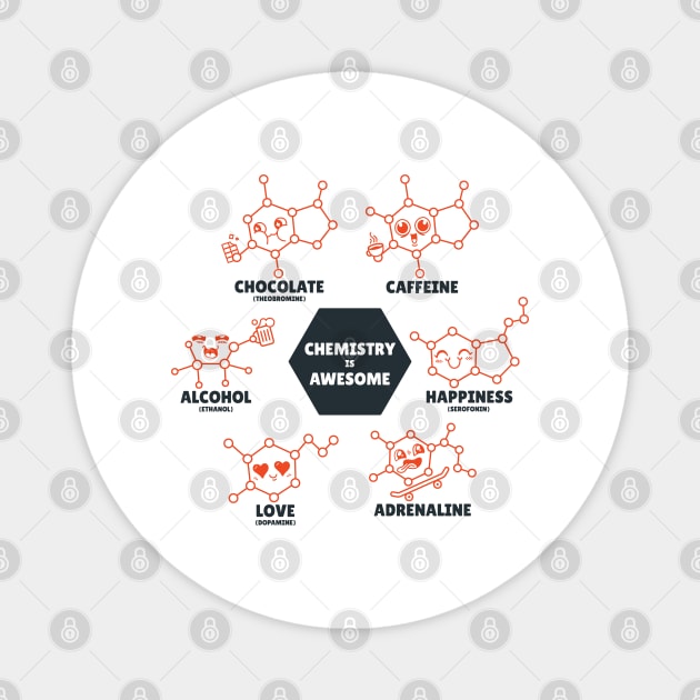 "Chemistry is Awesome" Cute Molecules Magnet by HiFi Tees